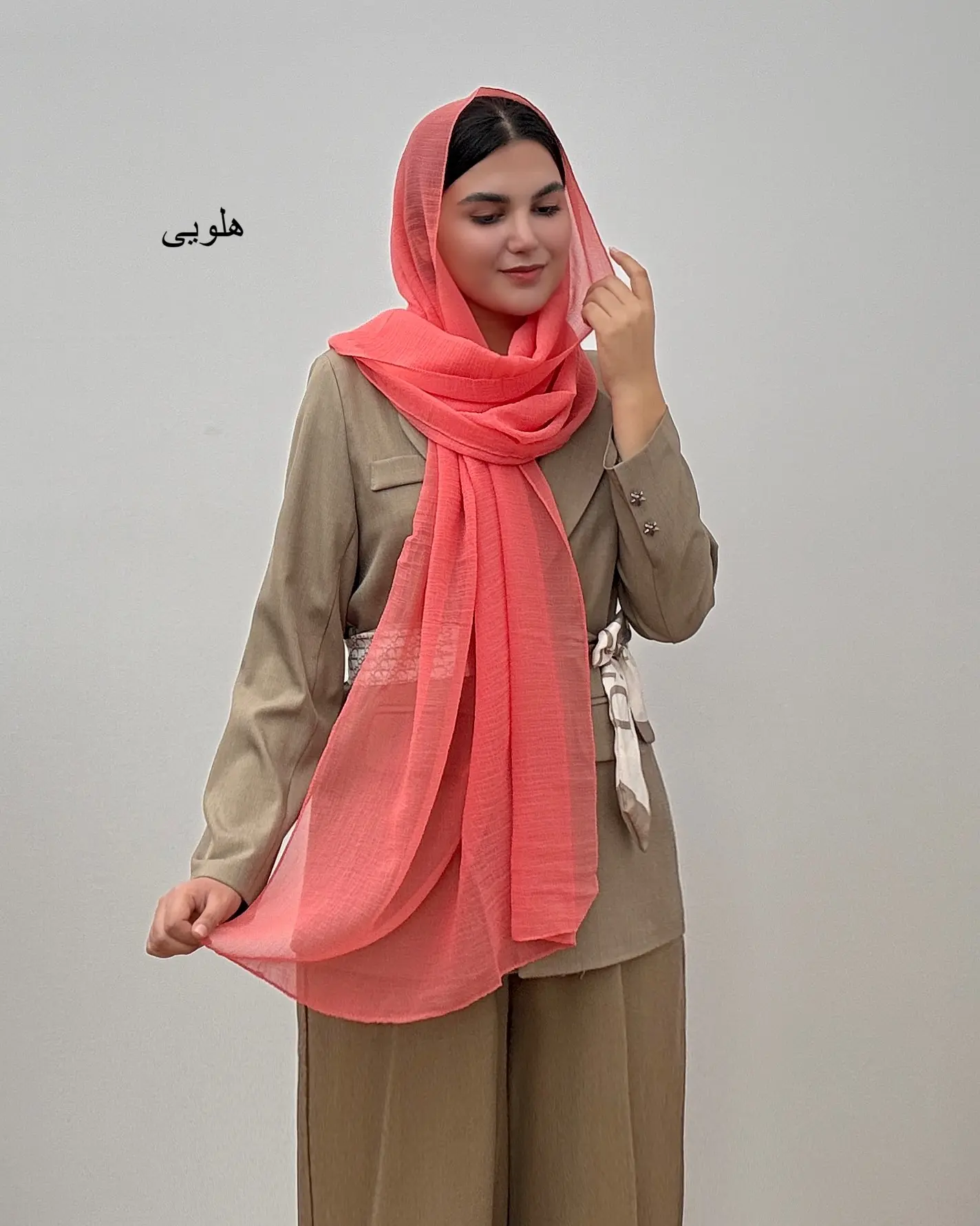 شال حریر شیشه ای طرح پفکی